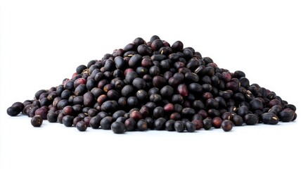 Pile of black mustard seeds on white background. AI image