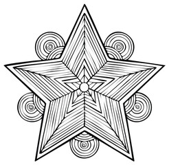 Intricate Geometric Star Mandala Design with Concentric Circle Accents