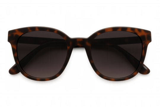 Tortoiseshell sunglasses with dark lenses, a stylish summer fashion accessory providing uv protection on transparent background