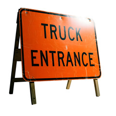 Truck entrance sign orange warning roadside safety