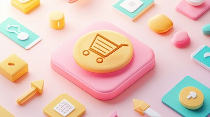 Colorful Icons for Online Shopping and E-commerce Experience