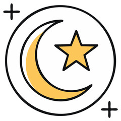 Fototapeta premium Crescent Moon with Star Islamic Symbols Holiday Religion Iconography