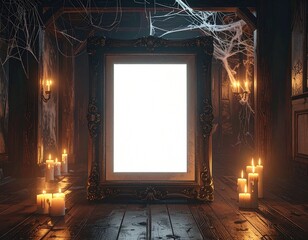 Floating frame mockup halloween mysterious light design