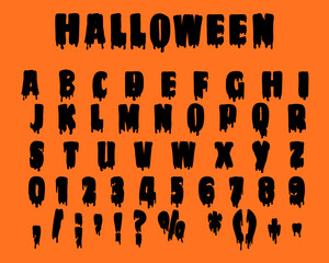 Halloween scary alphabet letter and number