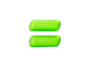 Vibrant 3D green equal sign, glossy jelly texture, concept of balance. 3D illustration