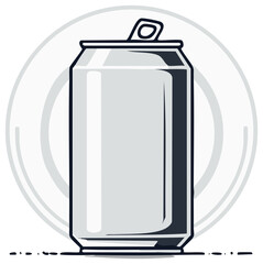 Obraz premium Simple grayscale drawing of a beverage can with pull tab and circular outline
