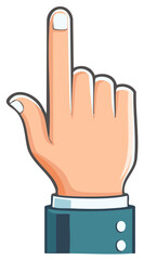 Obraz premium Cartoon Hand Pointing Upwards Index Finger in a Business Suit