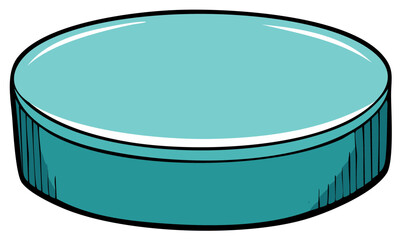 Stylized teal ice hockey puck cartoon illustration with bold outlines and reflection