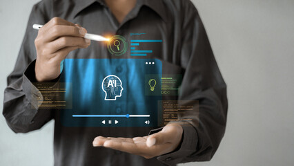 AI E-Learning Video Player UI with Stylus Interaction