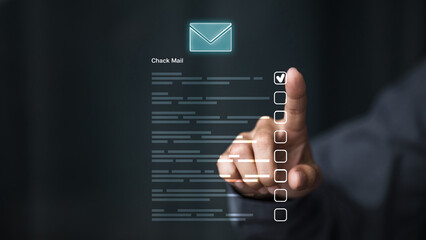 Email Inbox Checklist with Finger Tap on Digital UI