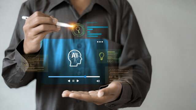 AI E-Learning Video Player UI with Stylus Interaction