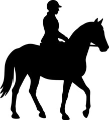 Black silhouette of a rider on a horse.