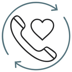 Obraz premium Love phone support icon surrounded by a blue circle and arrows