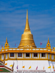 Naklejka premium Inside Golden mountain ( Phu Khao Thong) at Wat Saket one of Bangkok's most iconic landmarks, is popular among international tourists visiting Bangkok, Thailand.