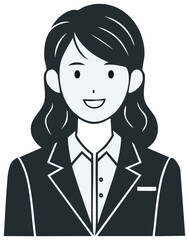 Smiling Businesswoman in Suit and Blouse, Professional Avatar Illustration
