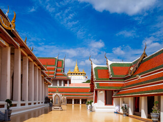 Inside Golden mountain ( Phu Khao Thong) at Wat Saket one of Bangkok's most iconic landmarks, is popular among international tourists visiting Bangkok, Thailand.