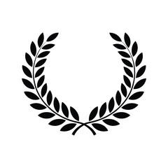 Black Vector Laurel Wreath Icon: Achievement, Award, and Victory Symbol