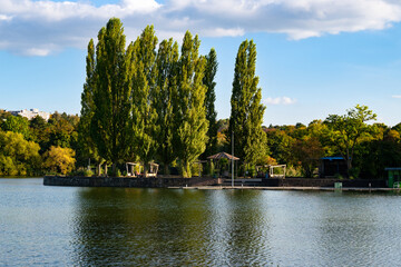 Autumn atmosphere at Max Eyth Lake   near Stuttgart.