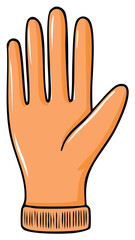 Obraz premium Cartoon Illustration of an Orange Glove with Black Outline - Winter Accessory, Hand Protection