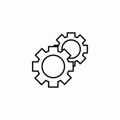interlocking gear mechanism icon sign vector