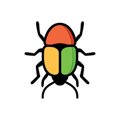 Colorful Beetle Cartoon Vector Illustration – Insect Flat Design
