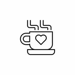 steaming heart mug icon sign vector