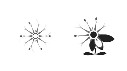 Two stylized floral illustrations, one complete and the other incomplete, presented on a white background.