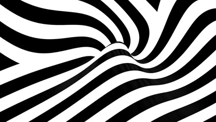 Abstract Black and White Wavy Lines Optical Illusion Background.