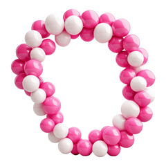 Glossy Sphere Frame with Pink and White Spheres, Isolated on White Background