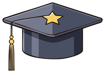 Illustration of an academic graduation cap with a gold star and tassel