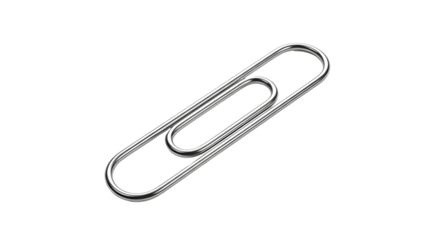 Shiny metal paperclip isolated against a stark black backdrop