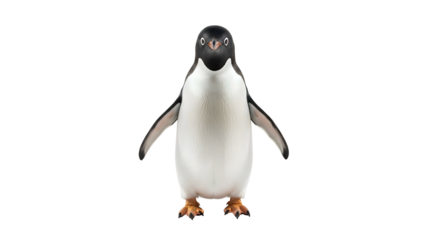 Adelie penguin standing upright, facing forward