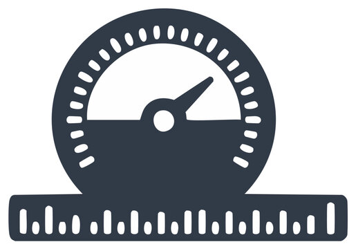 Gauge or Speedometer Icon with Ruler: Measurement Concept Design