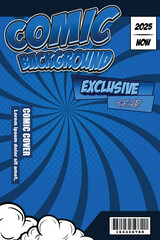 blue comic book cover design concept