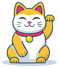 Obraz premium Lucky Cat Waving Arm Beckoning Prosperity Icon
