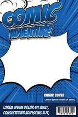 blue comic book cover design concept