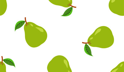 Pear seamless pattern. Fruit background. Beautiful vector print.