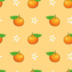 Seamless pattern with orange fruit.