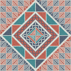 Mosaic tiles seamless pattern composition with traditional Palestinian motif. Editable vector background for print, background, web, wrapping.
