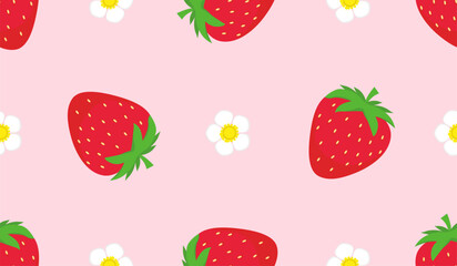 Seamless pattern with cute strawberry.