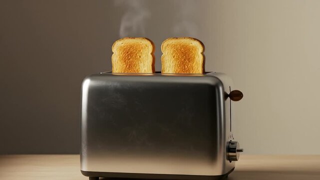 Toasted bread in toaster