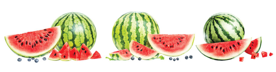 Watermelon watercolor fruit slice illustration hand drawn fruit berry clip art