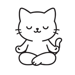 Cute Cat Doing Yoga Poses – Animal Meditation Vector Clipart