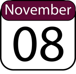 Mark your calendar with November eighth, a clean and professional date graphic perfect for any planning or event announcement.