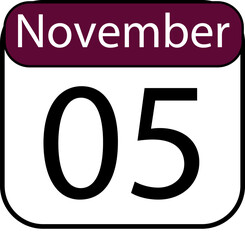 Crisp November 5th calendar icon perfect for digital planning, event reminders, and seasonal promotions creating timely engagement.