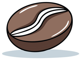 Obraz premium Illustration of a single coffee bean with highlights and shadows, isolated.