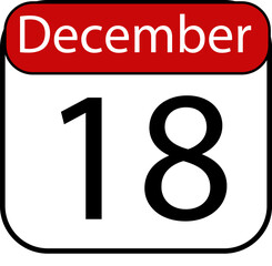 Mark your calendar for December eighteenth, a simple graphic representing a specific date and important occasion