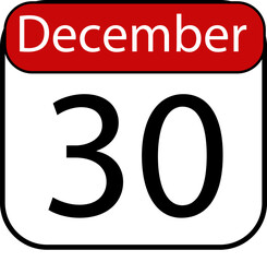 Countdown to New Year's Eve December 30th calendar reminder marking the final days of the year