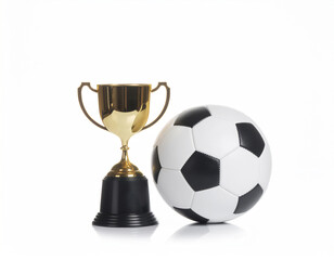 Fototapeta premium football and trophy on clean white background