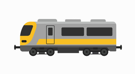 Sleek Grey & Yellow Passenger Train: Modern Flat Design Vector Icon